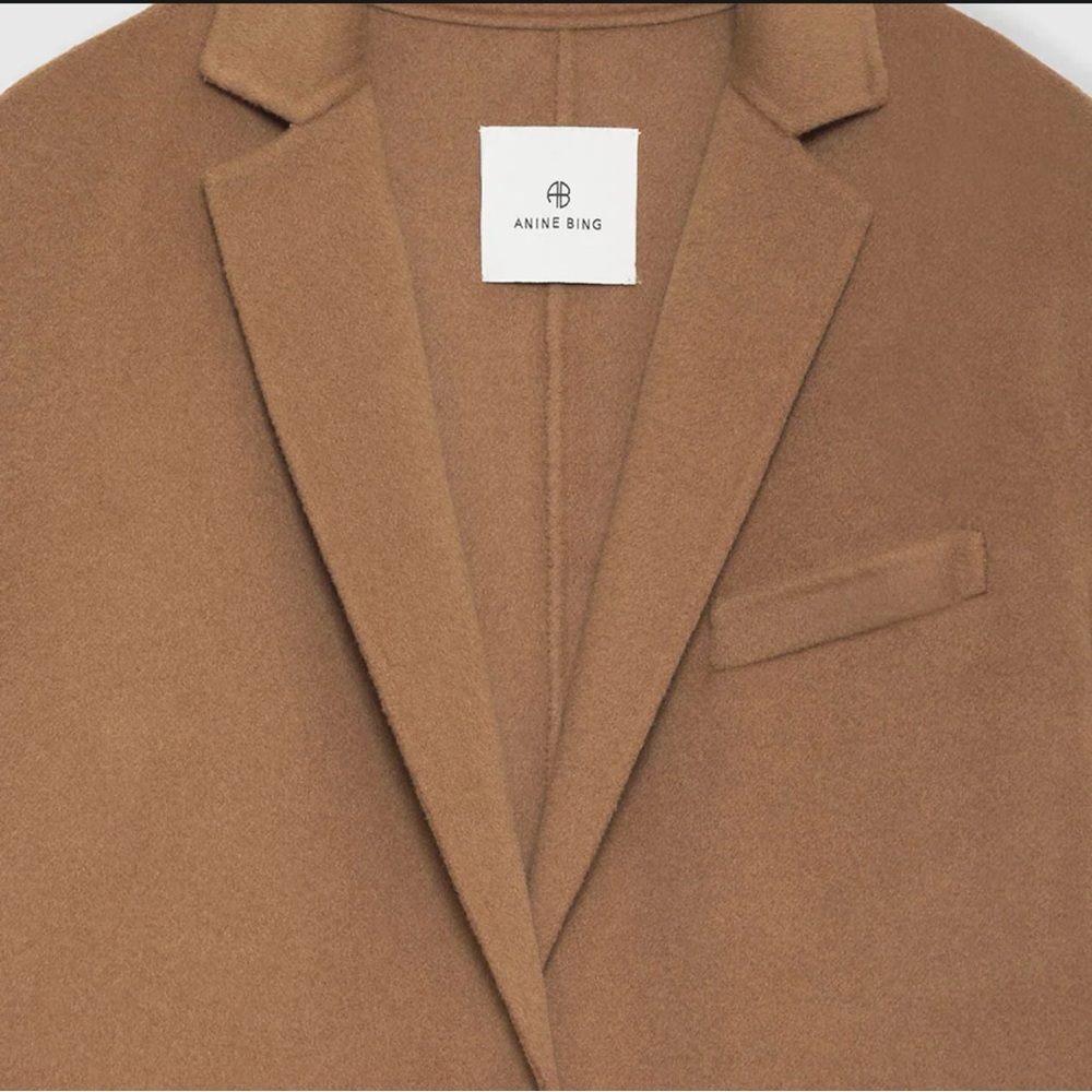 Anine Bing Quinn Long Coat Camel Cashmere Blend (XL) - Picture 2 of 8